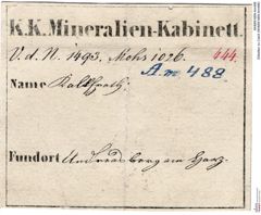 Etiketten zu Calcit (NHMW-MIN-Am488)